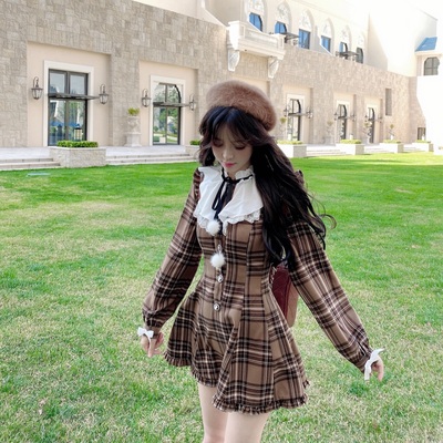 taobao agent Doll, winter belt, dress, doll collar, slim fit, A-line