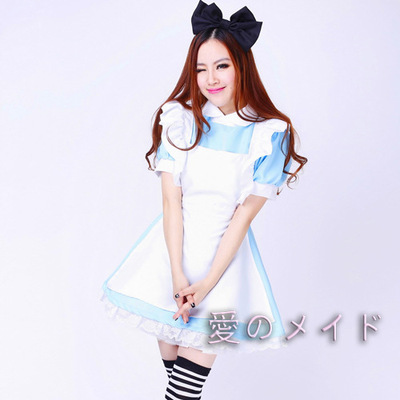 taobao agent Alice sleepwalking Wonderland Lolita princess skirt super cute maid dress water blue Lolita maid service anime suit