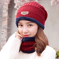 Утепленная уличная шерстяная зимняя вязаная шапка для школьников, удерживающий тепло шарф, шарф-платок