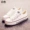 Muir thấp để giúp giày vải trắng Giày nữ giày nhỏ màu trắng Phiên bản Hàn Quốc của giày đế bằng thoáng khí dễ chịu mùa thu - Plimsolls