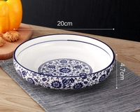 8 -INCH BLUE и белая чаша для лапши 1 человек ест