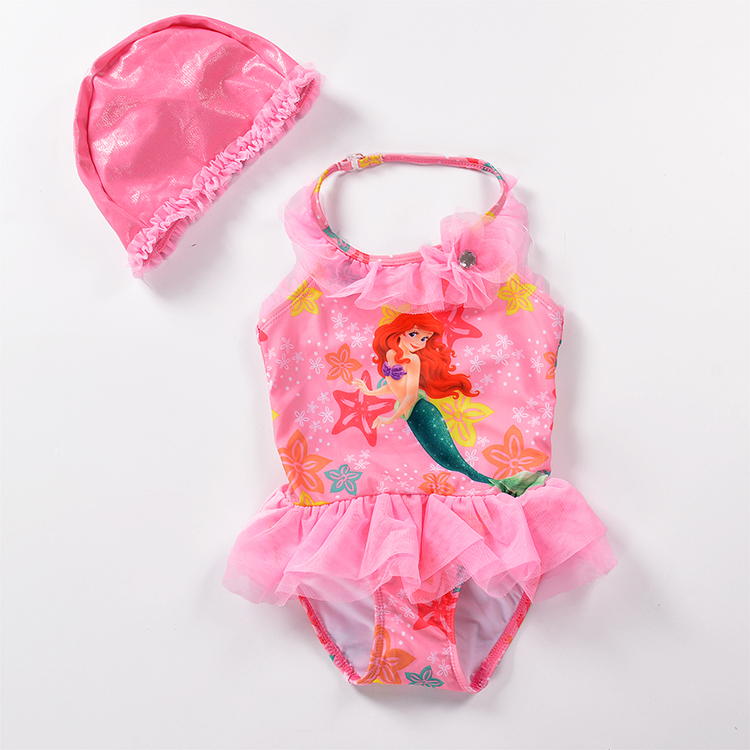 Pink Princess, HatClearance Children's wear girl Swimsuit mermaid Princess Dress children Swimwear princess lovely Zhongda Tong Split body Swimsuit
