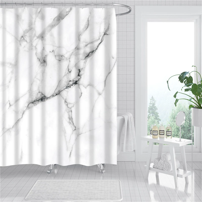 rem nhua Rèm tắm polyester phòng tắm chất lượng cao rèm ngăn cách khô và ướt rèm không đục lỗ rèm dày rèm tắm bằng đá cẩm thạch rèm cuốn pvc rèm cửa bằng nhựa Rèm nhựa