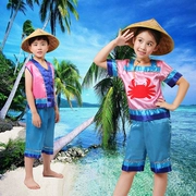 Trang phục biển nhỏ bắt, phong cách hoa sen nhỏ, chương trình khiêu vũ trẻ em, đạo cụ trang phục, mũ, cô gái, biểu diễn - Trang phục