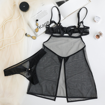 透明性感半杯镂空内衣管阿姨十点半巴士A-007黑色薄纱吊带短睡裙-淘宝网 透明性感半杯镂空内衣管阿姨十点半巴士A-007黑色薄纱吊带短睡裙-淘宝网