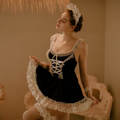 先生点餐吗女仆套装管阿姨十点半D-059黑白制服5件套蕾丝边睡裙-淘宝网