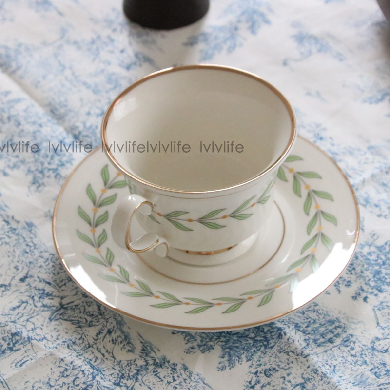 Green Leaf Cup + DishTravel companion ins Same Retro Phnom Penh leaf Coffee cup and saucer tea with milk afternoon tea Cup and dish