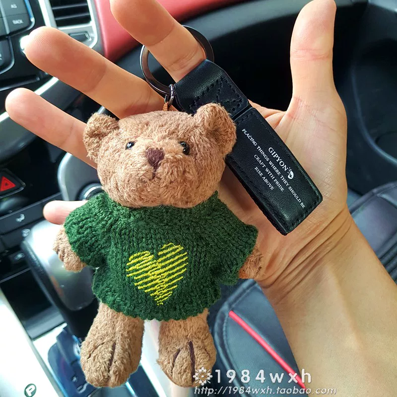 Кукла, брелок, креативные ключи для автомобиля, цепочка в мультяшном стиле, подвеска, с маленькими медведями, Южная Корея, плюш