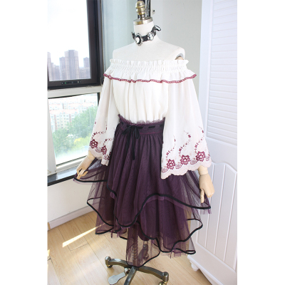 taobao agent 2020 Summer New model Shan Shan Shan Shanjiu Red Embroidered Chiffon Shirt Vampire Berrying Gaunts Two -piece Set