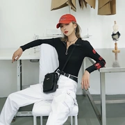 ZORE chặt chẽ của phụ nữ áo len 2018 mùa thu mới nửa cao cổ áo mỏng giảm béo dài tay jumpsuit T-Shirt triều