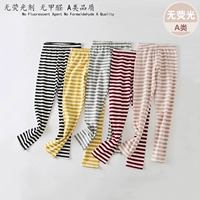 Bạn cùng lớp cotton Một cô gái mùa xuân và mùa hè quần sọc mỏng quần legging cotton co giãn phần chín quần dài - Quần đồ trẻ em