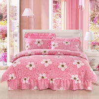 Bộ đồ giường bông cotton giường ngủ giường váy bốn bộ giường váy phong cách 1.5 1.8 2 mét mùa thu và mùa đông váy giường