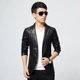 Fat Oversized Men Leather Jacket Slim Casual Teen Short Motorcycle Leather Leather Suit Suit - Quần áo lông thú