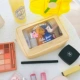Бежевая прямоугольная косметичка, с медвежатами
