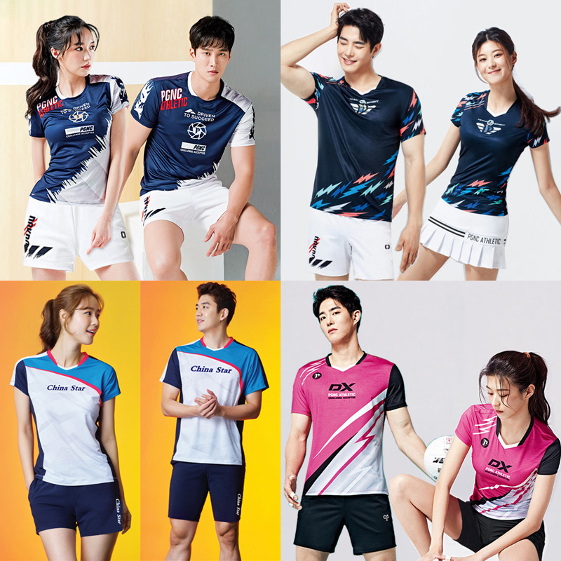 2022 新韓国バドミントンユニフォームスーツ男性と女性、スポーツ半袖ジャージ、テニス卓球ユニフォーム、ショートパンツ
