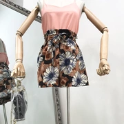 G 16 [với vành đai] mùa hè mới thời trang hoang dã retro slim pattern stretch eo Hàn Quốc phụ nữ quần short giản dị