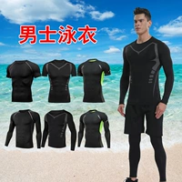 Удерживающий тепло купальник, топ, мужские штаны для плавания, зимний комплект, длинный рукав, защита от солнца