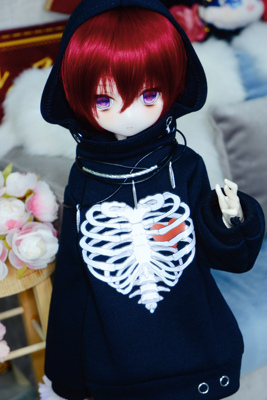taobao agent [Booking] BJD 4 point arrogant person mdd dark wind hooded sweater skeleton love baby clothing