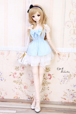taobao agent [C.L.S.] 3 points BJD-SD/GR/DD/DDS/DY summer and autumn pink blue lace stitching top+skirt