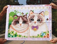 Готовая вышивка крестом 纯手工十字绣成品人工绣好的图爱络22429萌宠小猫新款65*49厘米
