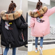 Phụ nữ mang thai xuống bông Phụ nữ mùa đông dài Phần phiên bản Hàn Quốc mang thai cỡ lớn áo khoác cotton rộng rãi cho bà bầu