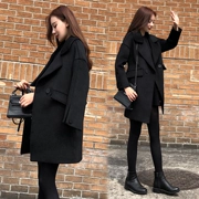 Áo khoác len nữ mùa thu đông 2019 phiên bản mới của phụ nữ Hàn Quốc thời trang rộng rãi là áo khoác len mỏng trong phần dài dày - Áo Hàn Quốc