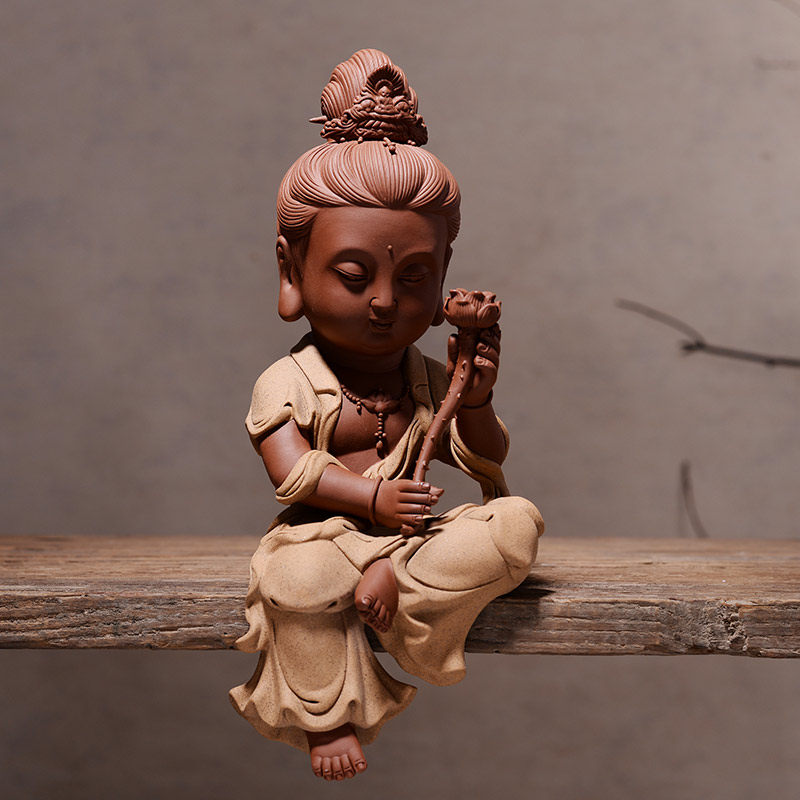 Tea pets High-quality Buddha Guanyin living room decoration Zen Ceramic Monk set Yoga Mandala Tearoom Ornaments Christmas Gift