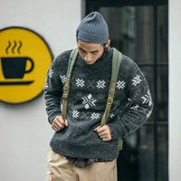 Оригинальный зимний ретро японский свитер, трикотажный трендовый шарф, круглый воротник, свободный крой