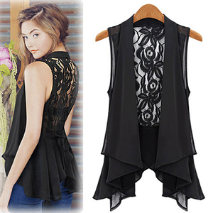 2018 mới kích thước lớn mỏng ren áo sơ mi chiffon chất béo mm giản dị hoang dã áo dài áo vest vai vest