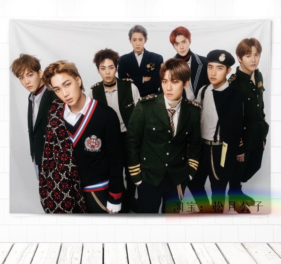 TransparentEXO Park canlie Bian Boxian Wu Shixun Zhang Yixing Kris Hanging cloth Wall cloth Tapestry dormitory Background cloth decorate