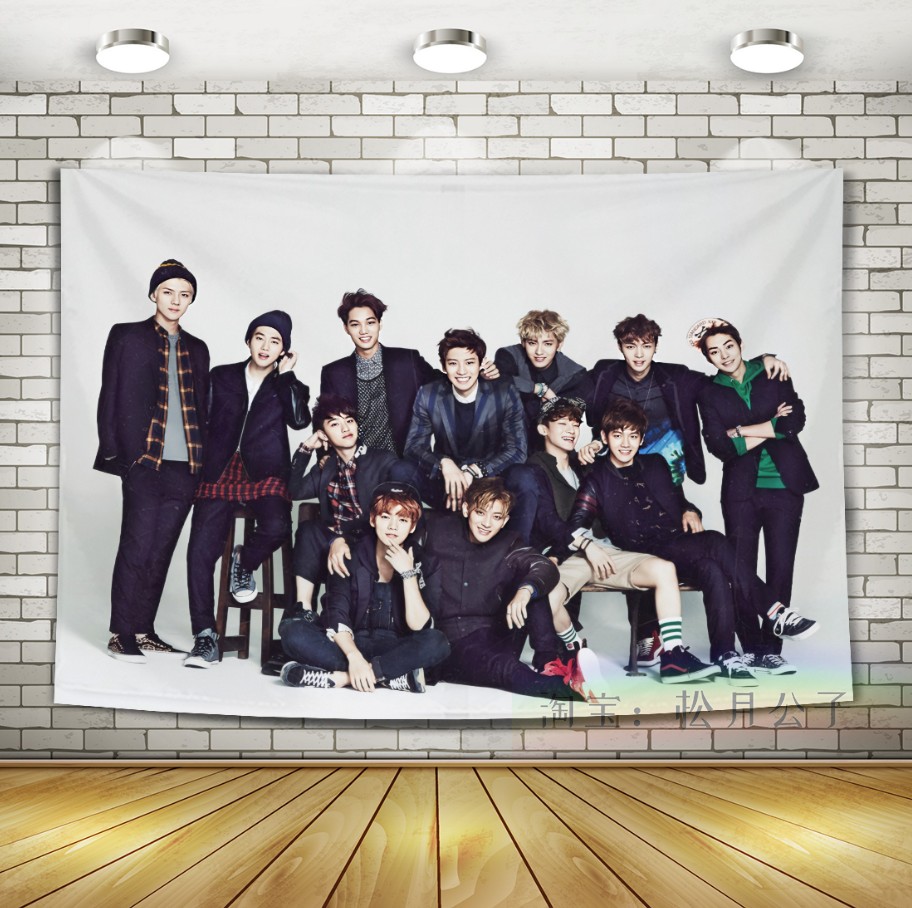 BrownEXO Park canlie Bian Boxian Wu Shixun Zhang Yixing Kris Hanging cloth Wall cloth Tapestry dormitory Background cloth decorate