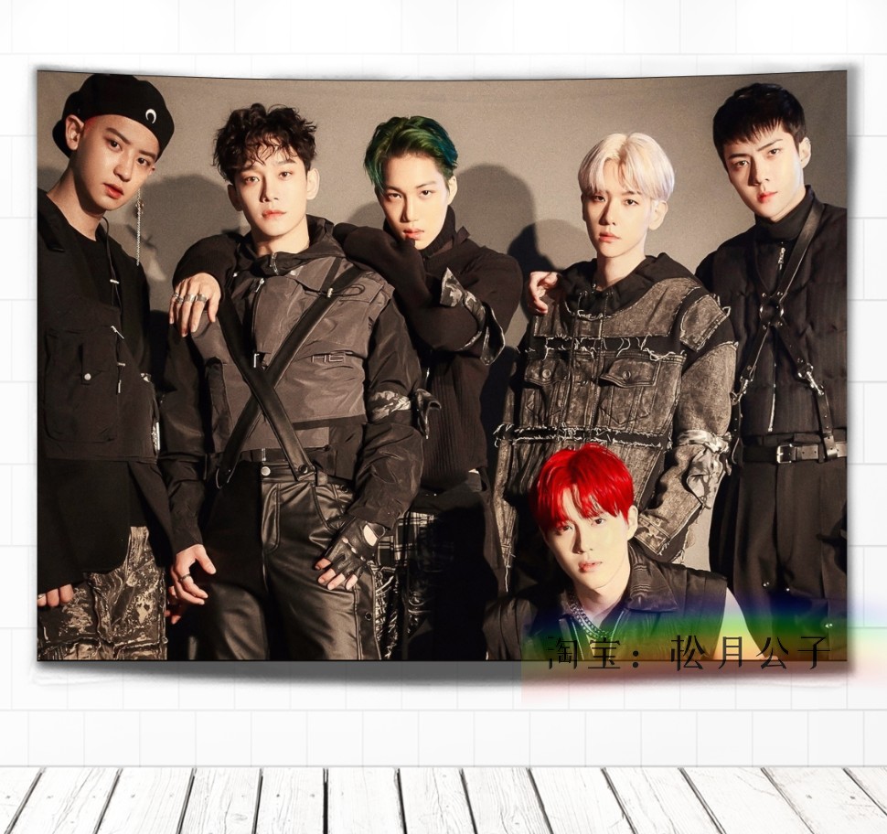 ClaretEXO Park canlie Bian Boxian Wu Shixun Zhang Yixing Kris Hanging cloth Wall cloth Tapestry dormitory Background cloth decorate