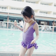俏 19 SS áo tắm múa ba lê màu tím - Đồ bơi trẻ em