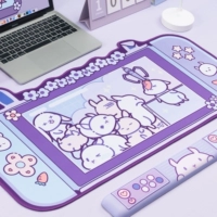 Кролик, ноутбук, настольный коврик, клавиатура, игровая большая милая мышка