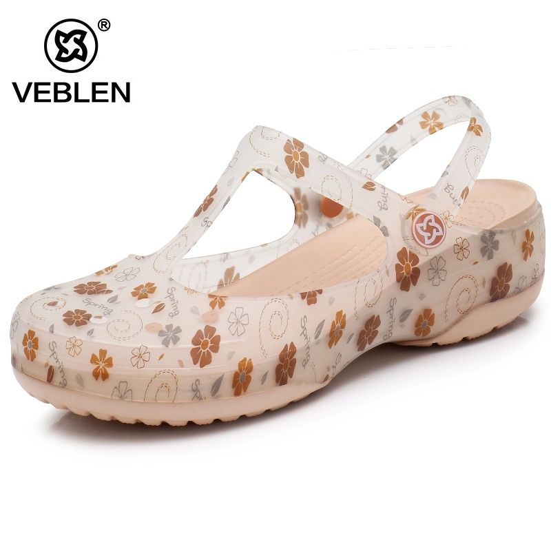 đáy dép thạch Veblen Crocs dép nữ mùa hè sinh viên Hàn Quốc nặng có đáy giày chống trượt mềm dép Waichuan 