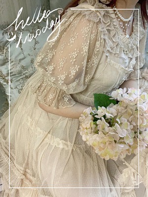 taobao agent [Dream and Treasure Spot] National Brand Lolita Cottonrabbit lace stitching bubble sleeve shirt
