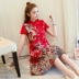 Mùa hè 2019 bà bầu mới đầm đầm quốc gia size lớn đã được cải tiến mỏng cotton sườn xám và vải lanh retro phong cách Trung Quốc mùa thu - Áo thai sản đồ bầu mùa đông Áo thai sản