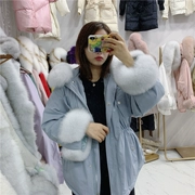 Chống mùa Hàn Quốc còng lông cáo xuống áo khoác ngắn nữ mùa đông mới eo lớn lông cổ áo nhỏ dày áo - Xuống áo khoác