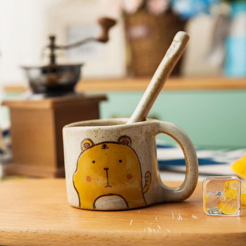 Buy A Cup And Get A Spoonfree shipping children Cartoon ceramics tableware suit Underglaze color Hand painted Bowl, plate and cup originality birthday manual gift