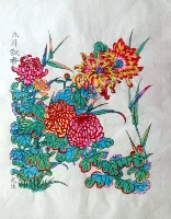 Wuqiangmu Edition Новый год живопись сердца окно с цветом сентябрьской ароматной печать ручной работы