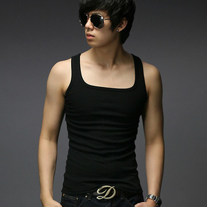Mùa hè người đàn ông mới chặt đáy đáy cotton vest cơ thể mồ hôi thấm vuông cổ áo vest thoáng khí thể hình Hàn Quốc phiên bản của vest