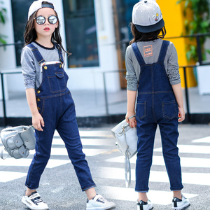 Trẻ em mặc 6 trẻ em lớn của cô gái denim overalls 2018 mùa xuân và mùa thu mô hình 8 trẻ em 10 Hàn Quốc phiên bản 12 tuổi cô gái quần