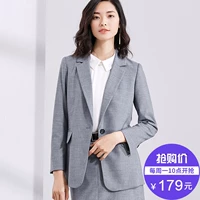 [New giá 179 nhân dân tệ] 2018 phụ nữ mới của mùa xuân áo khoác khí màu xám dài tay giản dị phù hợp với nhỏ phù hợp với các kiểu đầm đẹp