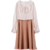 [Giá mới 139 đô] mùa xuân 2018 mới V-cổ dài tay một từ váy lá sen tay áo hit màu khảm đầm đầm ngủ nữ Sản phẩm HOT