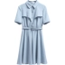 [Giá mới 99 nhân dân tệ] 2018 mùa hè màu xanh và trắng sọc bông áo đầm bông đầm dài là mỏng đầm thiết kế Sản phẩm HOT