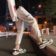 Áo gió Hong Kong mặc quần yếm nam thương hiệu quần ống rộng, quần dài 9 phiên bản Hàn Quốc của xu hướng quần ống rộng tự nhiên