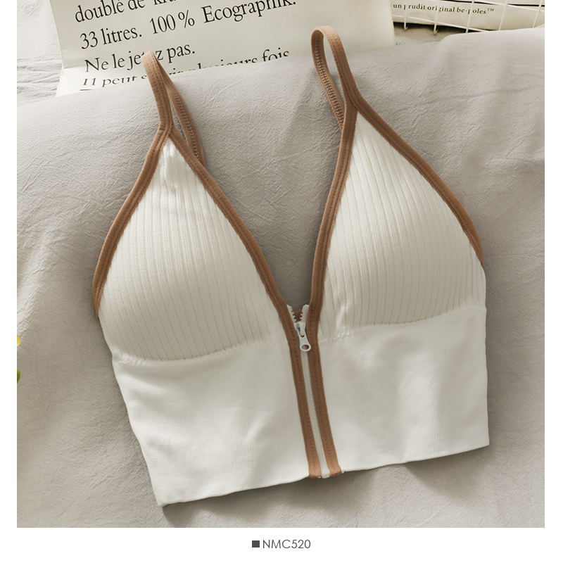 WhiteInternet celebrity Same zipper Wireless  Small chest Gather together Underwear female 2021 spring Beautiful back With chest pad Versatile Bras tide