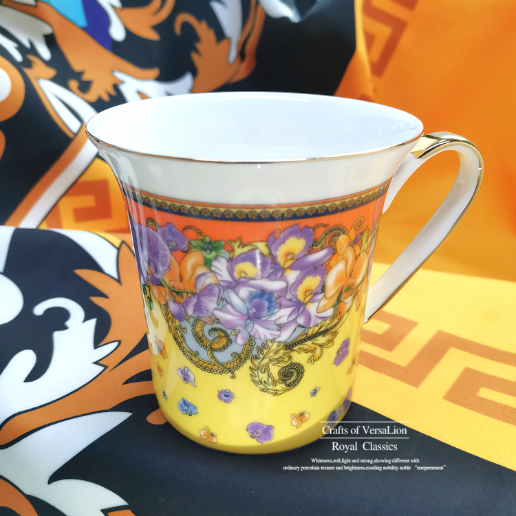 Royal Orchid (High Quality Bone China)European style luxurious Ceramic cup new pattern ins Net red cup Medusa Mug Bone China Coffee milk cup Tea cup
