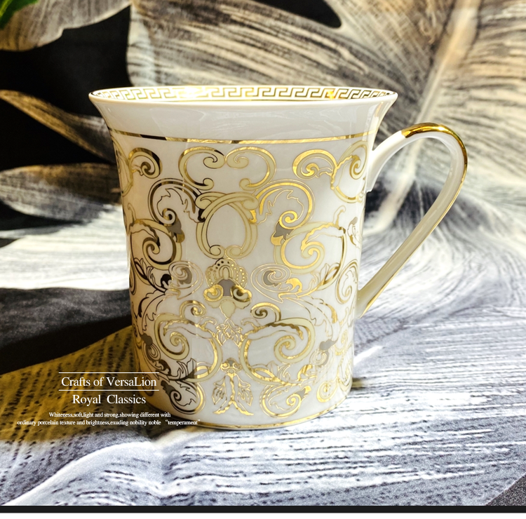 Golden Rattan On White Background (High Quality Bone China)European style luxurious Ceramic cup new pattern ins Net red cup Medusa Mug Bone China Coffee milk cup Tea cup