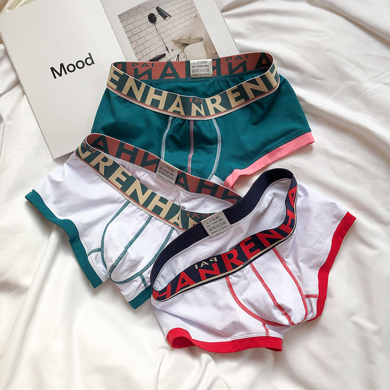 Green + White Green + White Redman underpants pure cotton boxer personality trend motion shorts middle-waisted Four shorts summer ventilation Thin Underpants